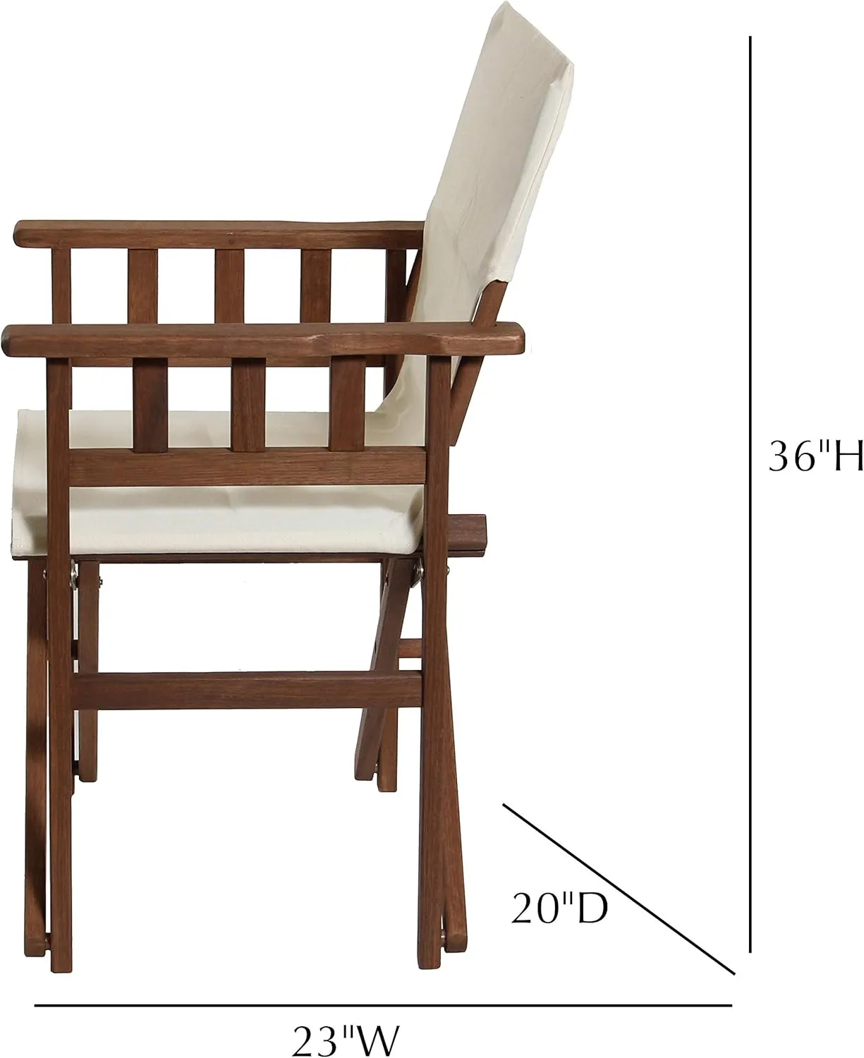 BYER OF MAINE, Pangean Campaign Chair, Natural, 20" D x 23.5" W x 36" H, Holds Up to 250 lbs, Hardwood, Perfect for Patio/Deck, Wood Folding Chairs, Patio Chair, Deck Chair, Wood Camp Chair