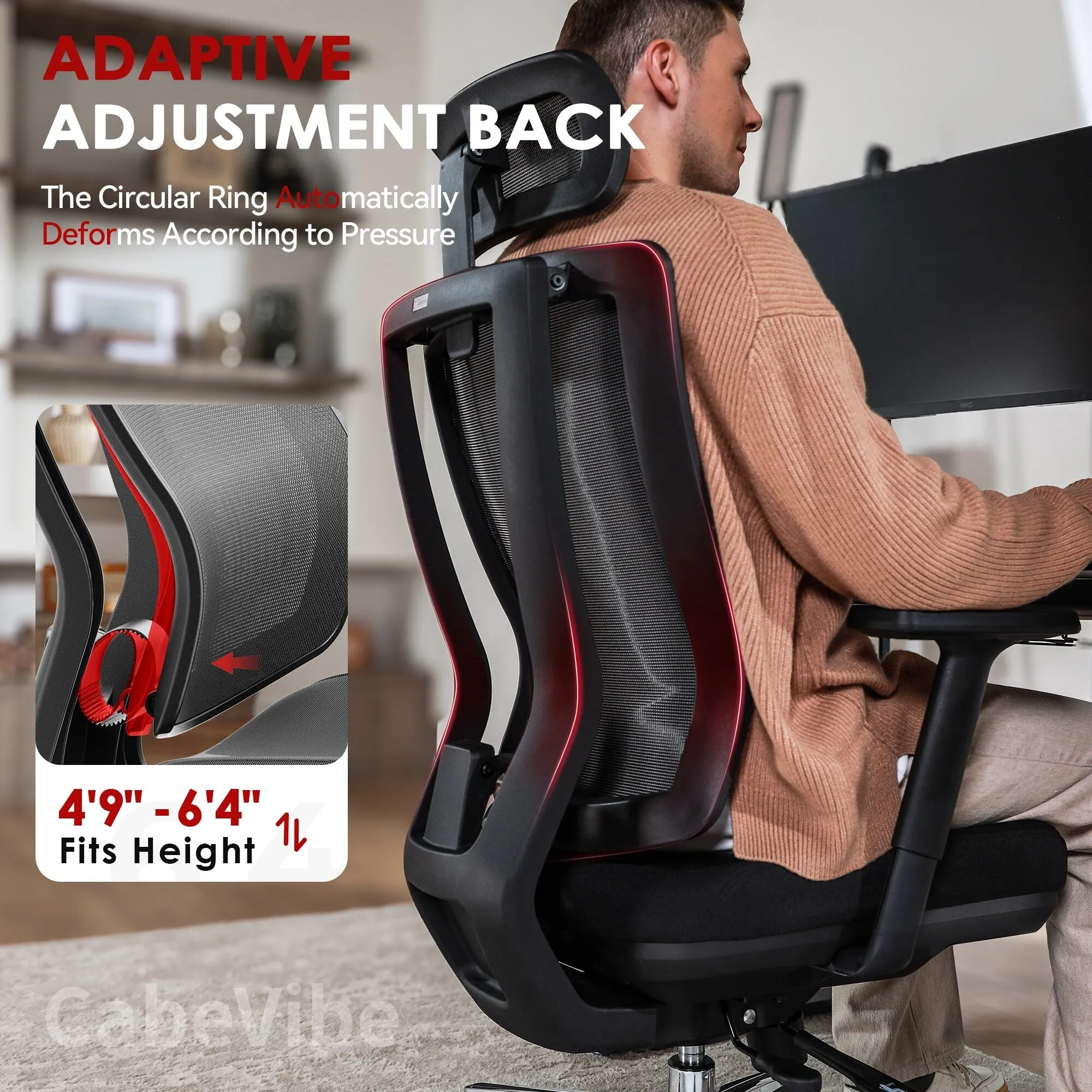 CabeVibe High Back Mesh Computer Office Chair Desk Chair with Swivel Rolling