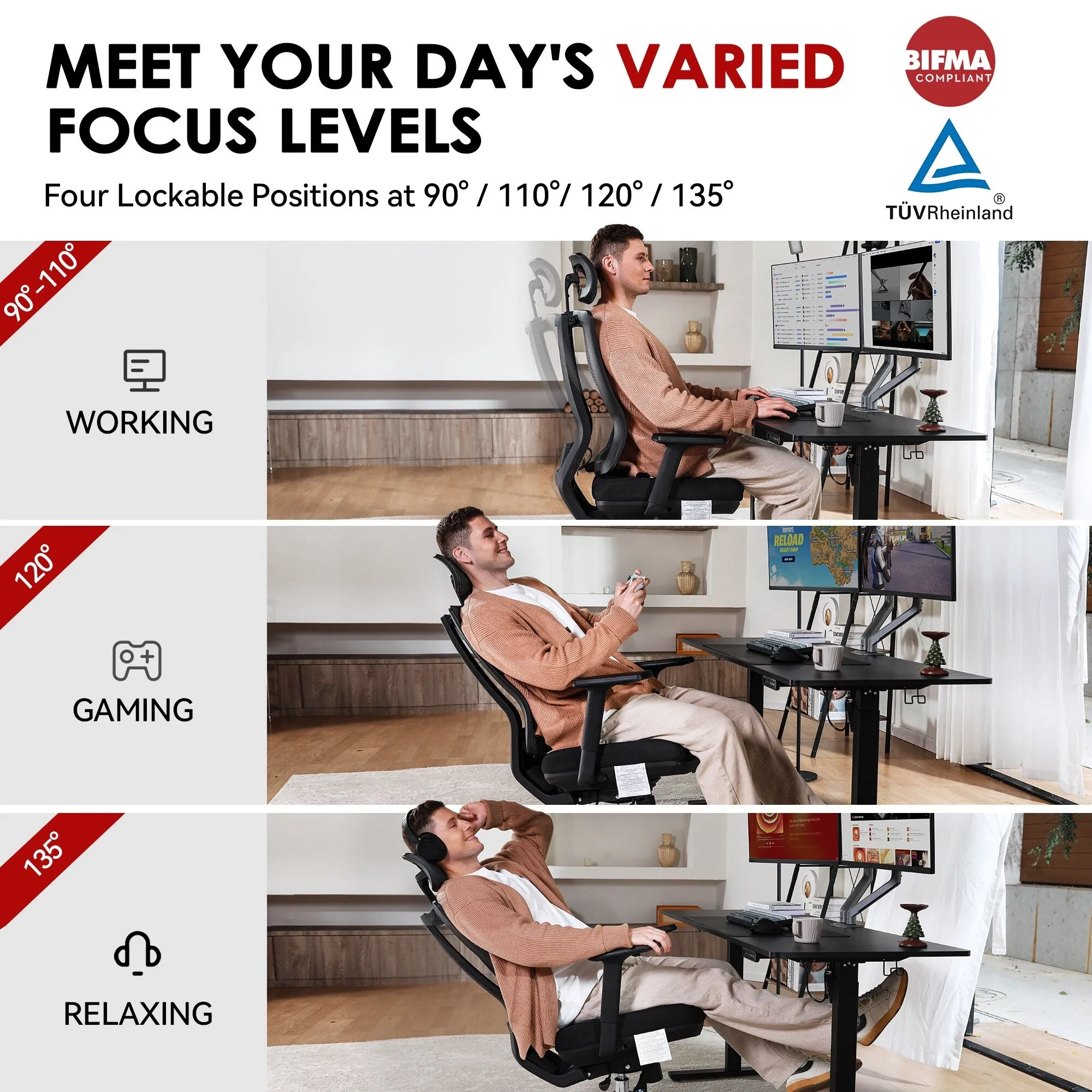 CabeVibe High Back Mesh Computer Office Chair Desk Chair with Swivel Rolling