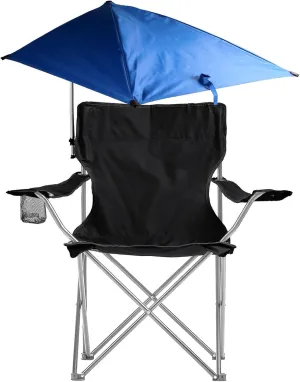 Camp Chairs with Shade Canopy Chair, Folding Portable Beach Chairs with Umbrella, Heavy Duty Lawn Chair Support 220 LBS for Outdoor Fishing Garden Patio(Black)
