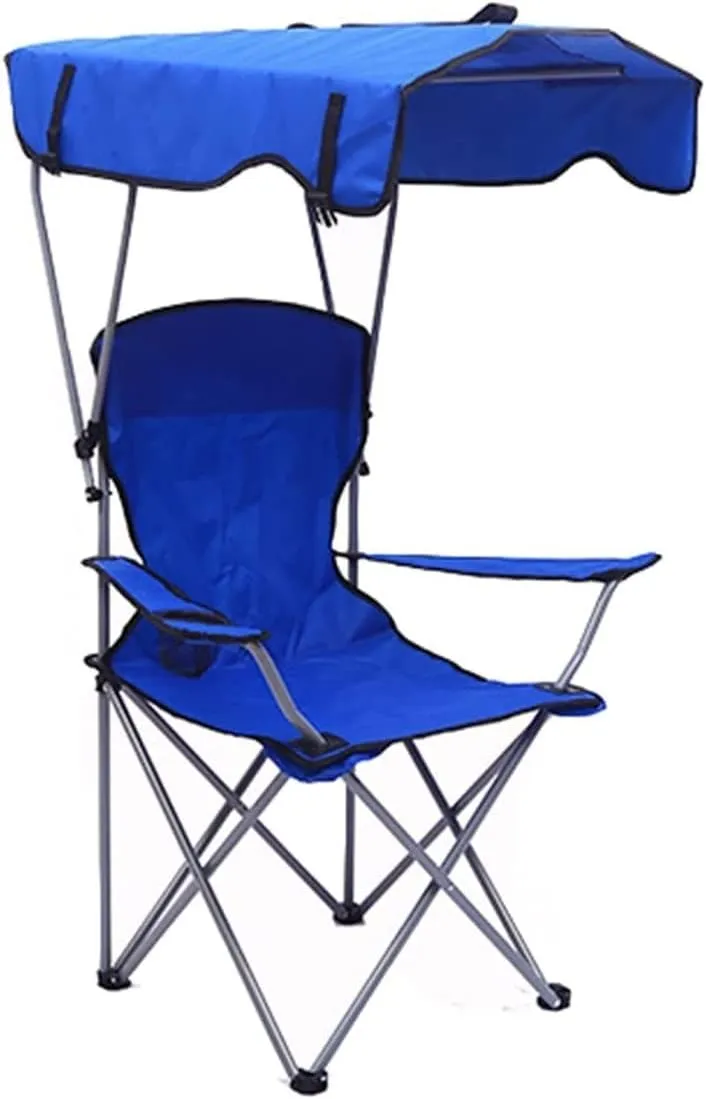 Camping Chair Camping Chair with Shade Canopy Chair, Folding Recliner, Adjustable Outdoor Beach Lightweight Sunshade Folding Chairs Folding Chair (Color : Blue, Size : 5