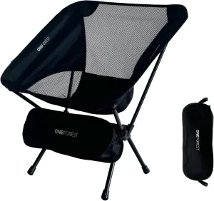 Camping Chair, Foldable Portable Backpacking Chair for Beach Camp Hiking Outdoor Sport, Black