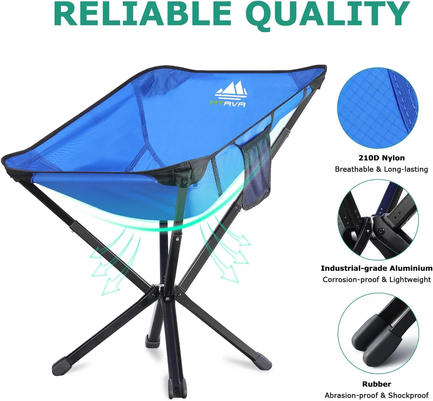 Camping Chairs for Adults, Supports 600 Lbs Lightweight Folding Camping Chair, Collapses to Size of Water Bottle Portable Camping Chair for Outdoor, Beach, Lawn, Travel, Picnics