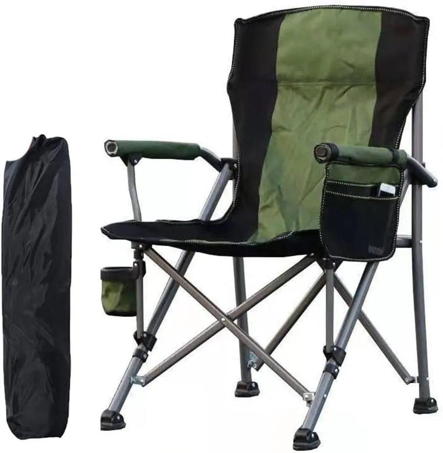 Camping Chairs, Portable Camping Metal Chair Stool Folding Outdoor Large Beach Chairs with Cup Holder Carry Bag for Outside/a/As Shown