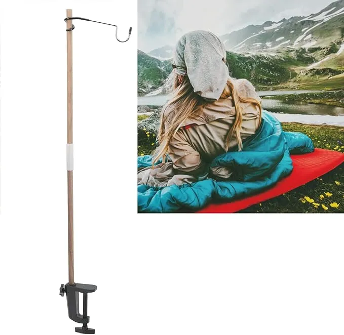 Camping Folding Lamp Pole, Walnut Lantern Stand Portable Lightweight Lantern Stand Kit for Camping Picnic Fishing Barbecue