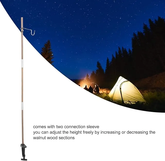 Camping Folding Lamp Pole, Walnut Lantern Stand Portable Lightweight Lantern Stand Kit for Camping Picnic Fishing Barbecue