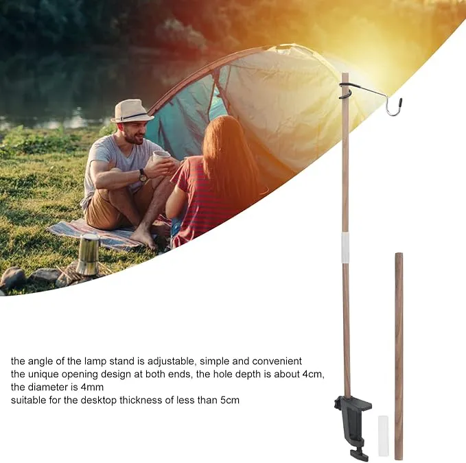Camping Folding Lamp Pole, Walnut Lantern Stand Portable Lightweight Lantern Stand Kit for Camping Picnic Fishing Barbecue