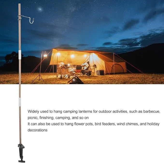 Camping Folding Lamp Pole, Walnut Lantern Stand Portable Lightweight Lantern Stand Kit for Camping Picnic Fishing Barbecue