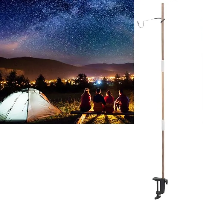 Camping Folding Lamp Pole, Walnut Lantern Stand Portable Lightweight Lantern Stand Kit for Camping Picnic Fishing Barbecue