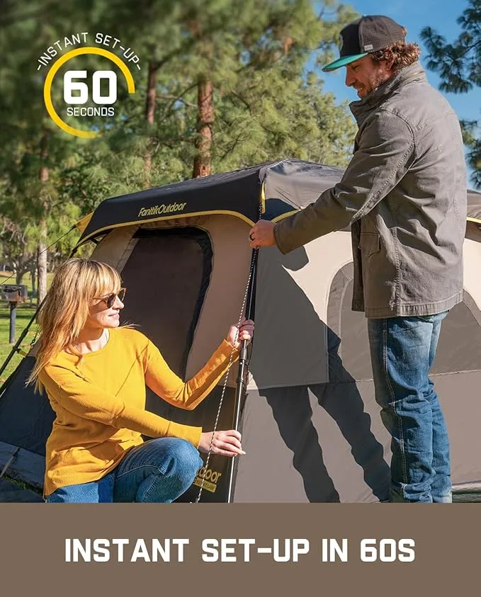 Camping Tent 4/6/8/10 Person Instant Cabin Tent Setup in 60s with Rainfly & Windproof Portable Tent with Carry Bag for Family Camping & Hiking, Upgraded Ventilation