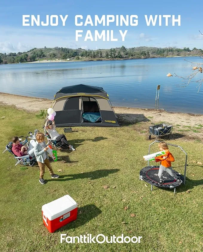 Camping Tent 4/6/8/10 Person Instant Cabin Tent Setup in 60s with Rainfly & Windproof Portable Tent with Carry Bag for Family Camping & Hiking, Upgraded Ventilation