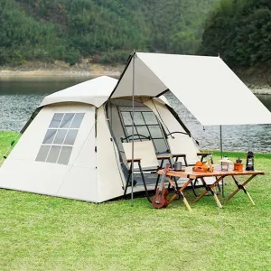 Camping Tent - Camping Use Portable Easy Setup Family Tent, Windproof Raw Material Tent, Instant Pop Up Tent Outdoor Hiking, Backpacking, for Travel