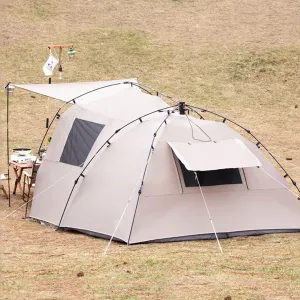 Camping Tent Tents for Family 3-4 Person,Entrance Hall Living Room Bedroom,Pop Up Tent Canopy Tent,with Storage Bag Accessories, Light Brown