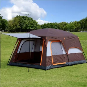 Camping Tent,Family Tent with 3 Room 8-12 Person Large Tent 2 Bedroom Family Tent & Sun Shelter,Festival Essential for Outdoor Garden, Brown