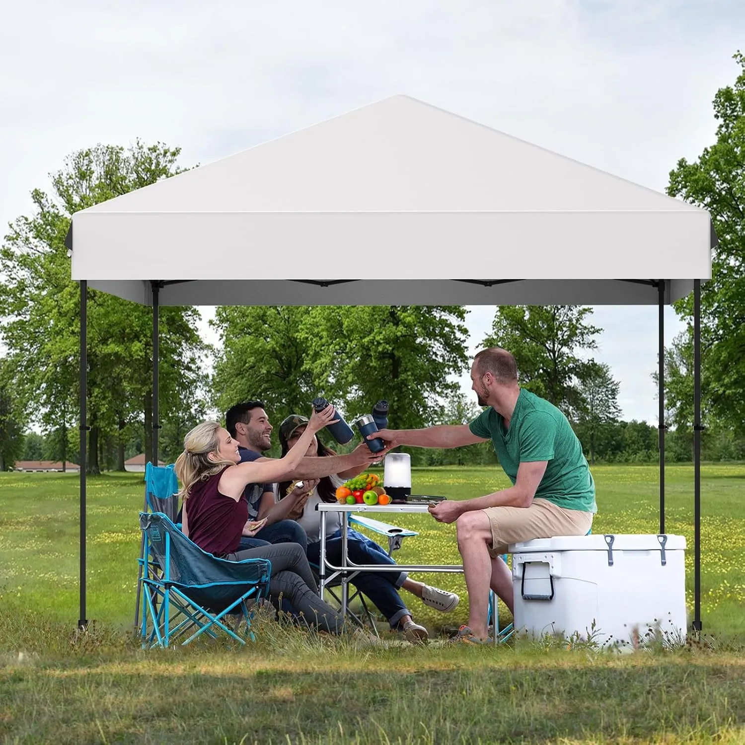 Canopy Tent - 10X10FT Pop Up Outdoor Instant Tent, Commercial Instant Shelter, 3 Adjustable Heights, Wheeled Bag, Portable for Patio, Deck, Garden, Beach，Grey