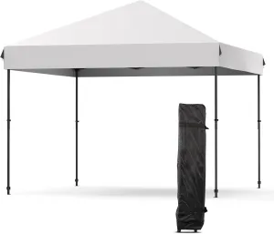Canopy Tent - 10X10FT Pop Up Outdoor Instant Tent, Commercial Instant Shelter, 3 Adjustable Heights, Wheeled Bag, Portable for Patio, Deck, Garden, Beach，Grey