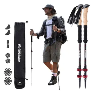 Carbon Fiber Collapsible Trekking Poles (2 Pack) – Lightweight Telescopic Hiking and Climbing Sticks
