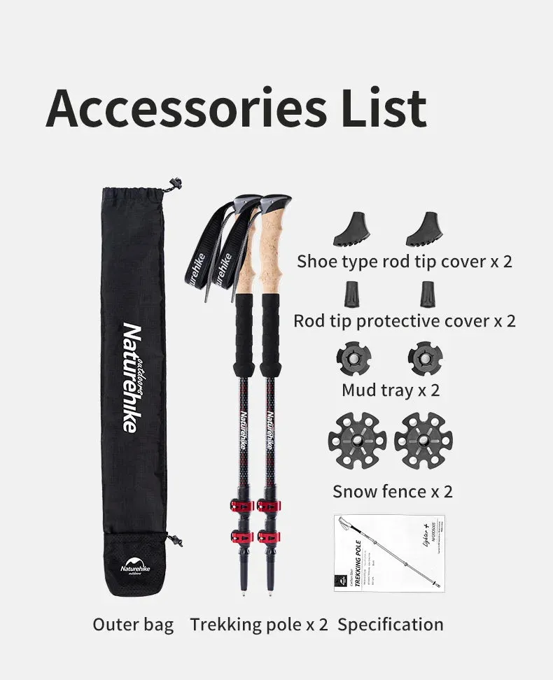 Carbon Fiber Collapsible Trekking Poles (2 Pack) – Lightweight Telescopic Hiking and Climbing Sticks