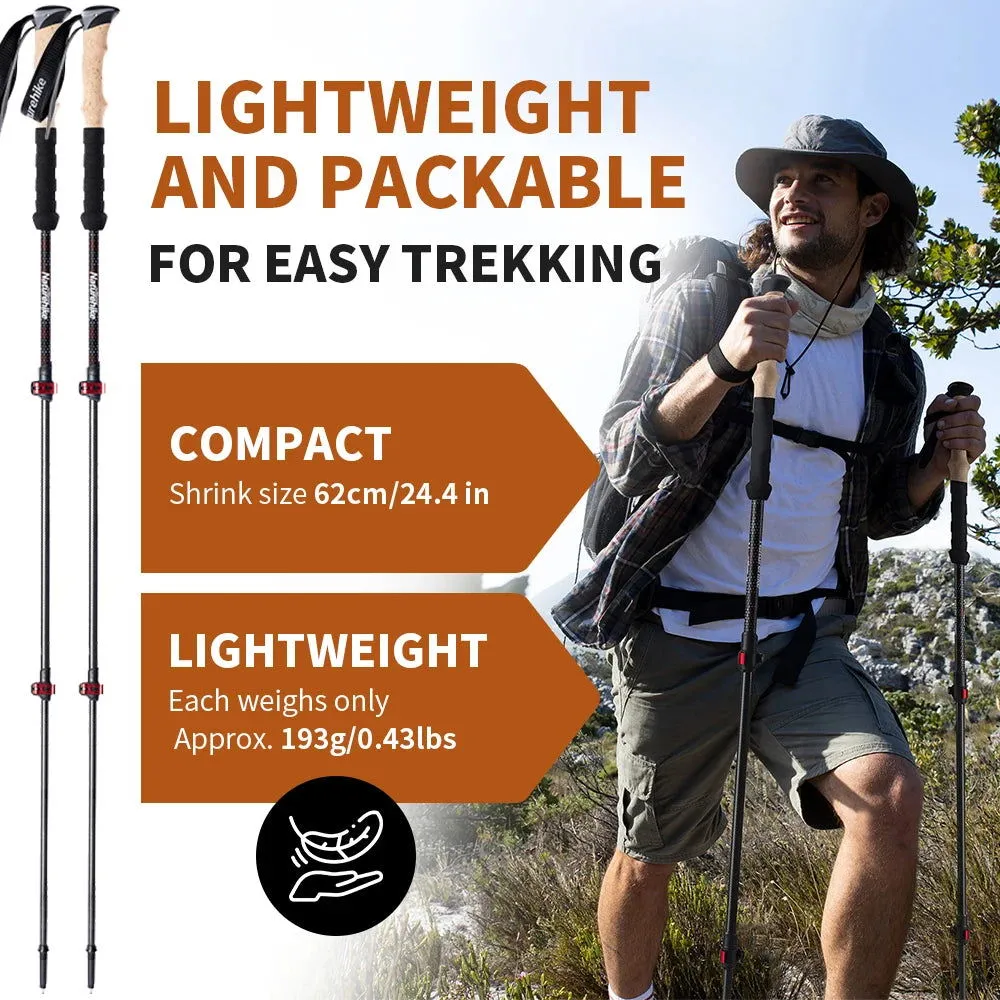 Carbon Fiber Collapsible Trekking Poles (2 Pack) – Lightweight Telescopic Hiking and Climbing Sticks