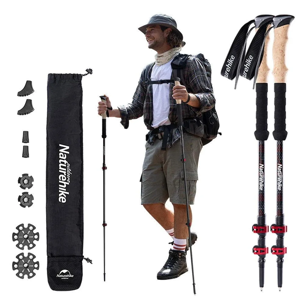 Carbon Fiber Collapsible Trekking Poles (2 Pack) – Lightweight Telescopic Hiking and Climbing Sticks