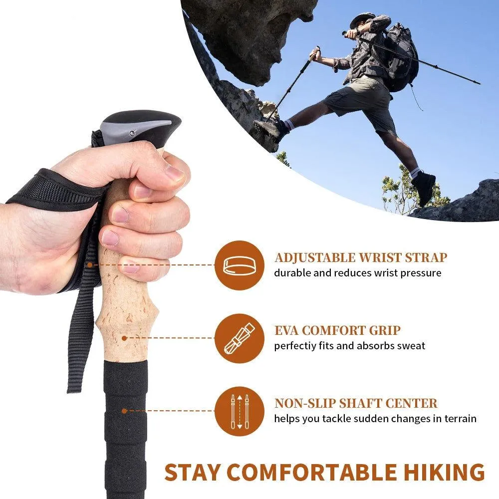 Carbon Fiber Collapsible Trekking Poles (2 Pack) – Lightweight Telescopic Hiking and Climbing Sticks