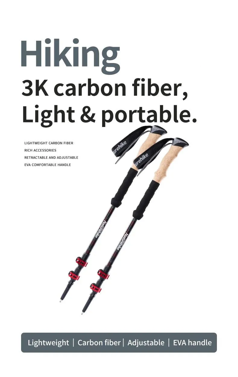 Carbon Fiber Collapsible Trekking Poles (2 Pack) – Lightweight Telescopic Hiking and Climbing Sticks