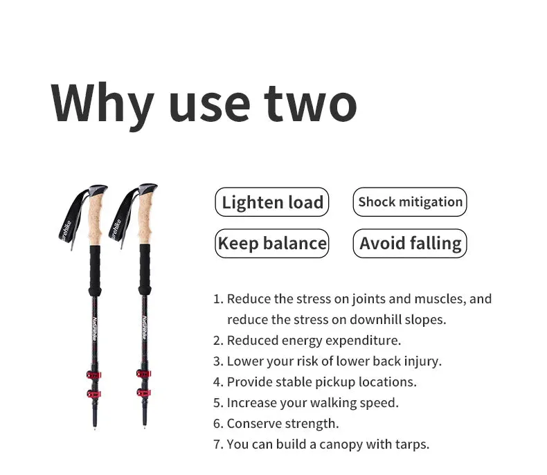 Carbon Fiber Collapsible Trekking Poles (2 Pack) – Lightweight Telescopic Hiking and Climbing Sticks