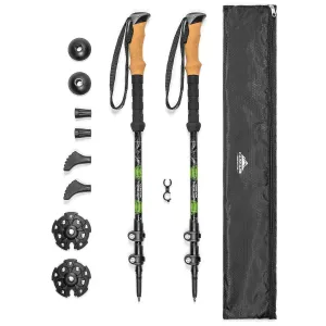 Cascade Mountain Tech Quick Lock Aluminum Trekking Poles with Cork Grip Green