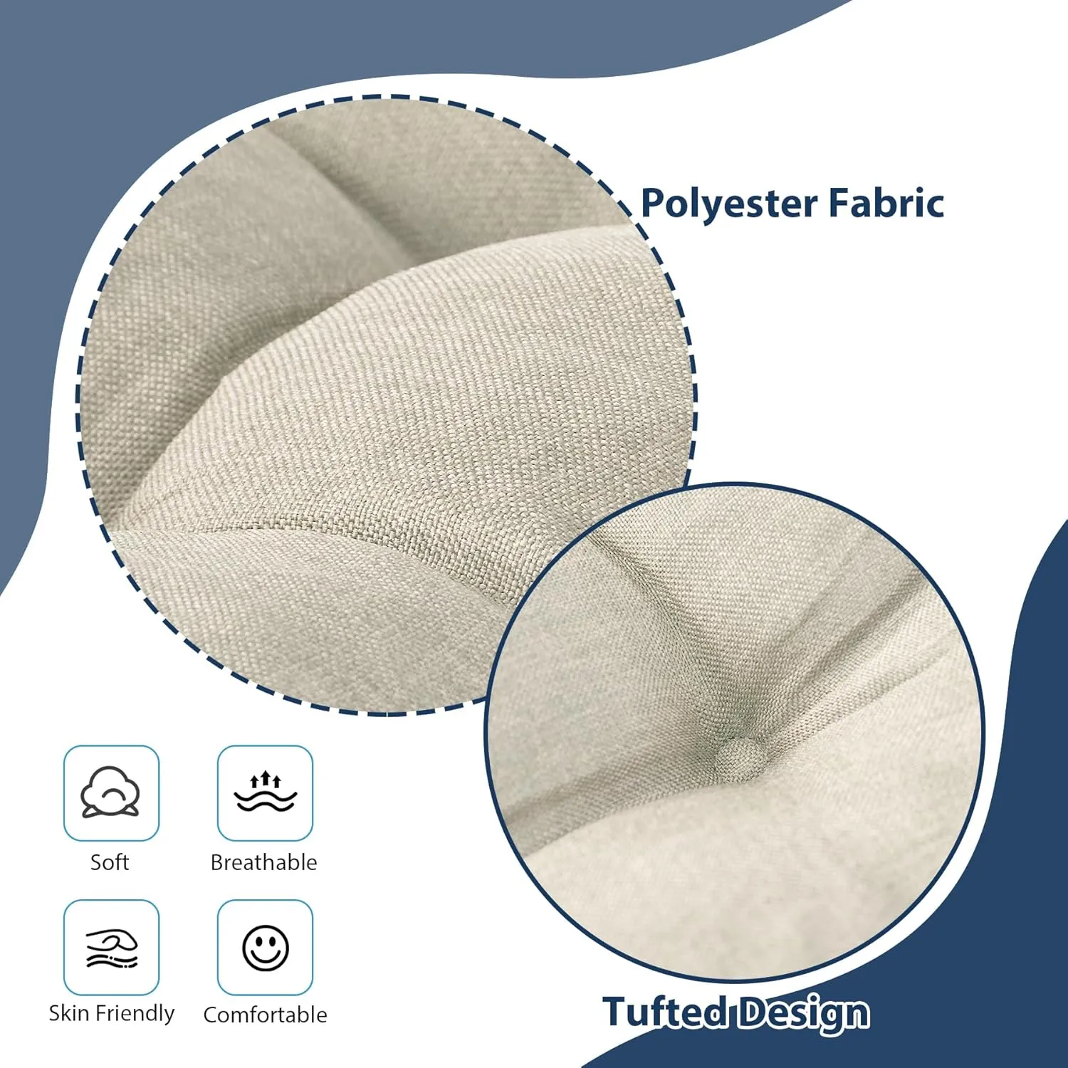 Chair Cushions for Dining Chairs, Seat Cushions for Kitchen Chairs, Indoor Seat Cushions with Ties, Tufted Foam Chair Pads, Non Slip Chair Cushions Set of 4, 15.5" x 15.5" x 4", Beige