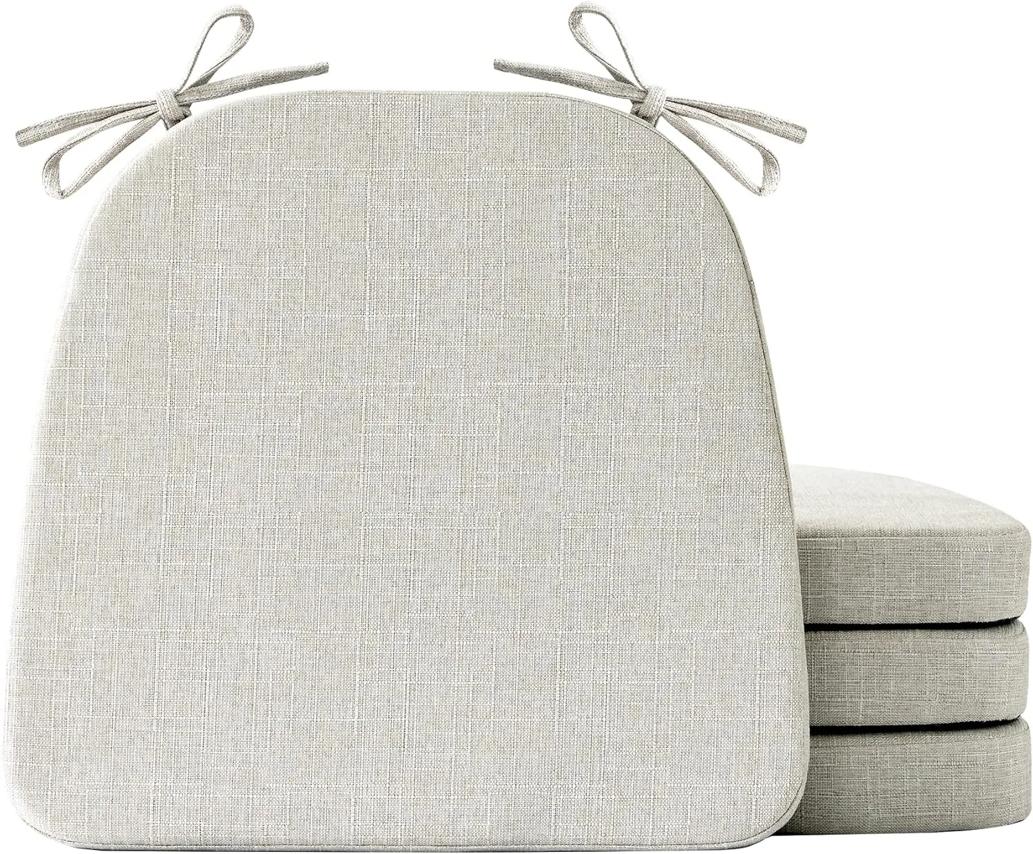 Chair Cushions for Dining Chairs Set of 4, Non Slip Kitchen Chair Pads, 17" x 16" x 2", Indoor Dining Chair Cushions with Ties, Seat Cushion for Kitchen Chairs, Chair Pads, Beige