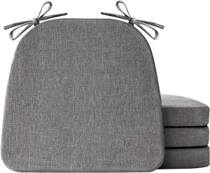 Chair Cushions for Dining Chairs Set of 4, Non Slip Kitchen Chair Pads, 17" x 16" x 2", Indoor Dining Chair Cushions with Ties, Seat Cushion for Kitchen Chairs, Chair Pads, Dark Grey