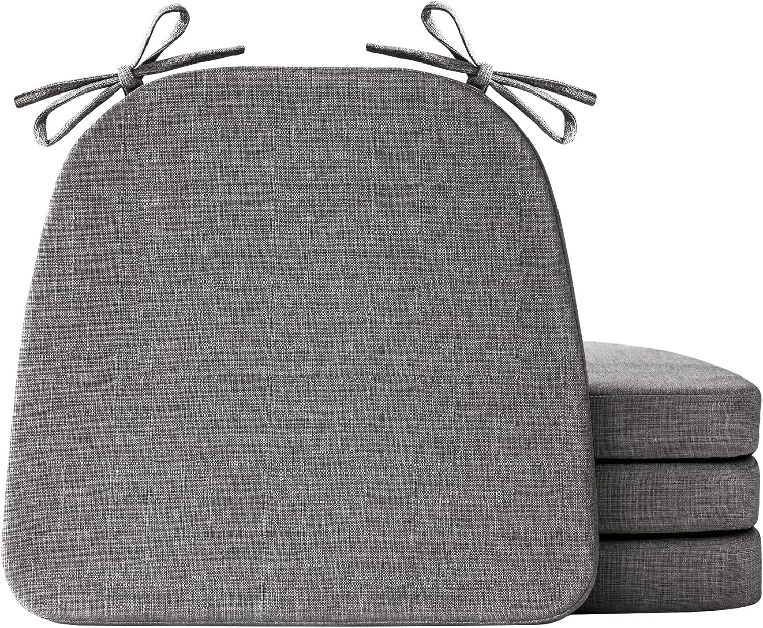 Chair Cushions for Dining Chairs Set of 4, Non Slip Kitchen Chair Pads, 17" x 16" x 2", Indoor Dining Chair Cushions with Ties, Seat Cushion for Kitchen Chairs, Chair Pads, Dark Grey