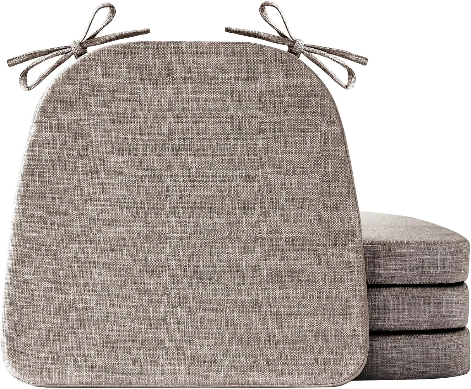 Chair Cushions for Dining Chairs Set of 4, Non Slip Kitchen Chair Pads, 17" x 16" x 2", Indoor Dining Chair Cushions with Ties, Seat Cushion for Kitchen Chairs, Chair Pads, Light Brown