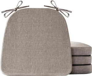Chair Cushions for Dining Chairs Set of 4, Non Slip Kitchen Chair Pads, 17" x 16" x 2", Indoor Dining Chair Cushions with Ties, Seat Cushion for Kitchen Chairs, Chair Pads, Light Brown