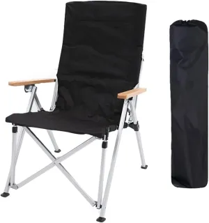Chair for Outdoors, Camping Ultralight Aluminum Tube Ice Fishing Backpack with Wooden Handrail Stool Beach Picnic Adults