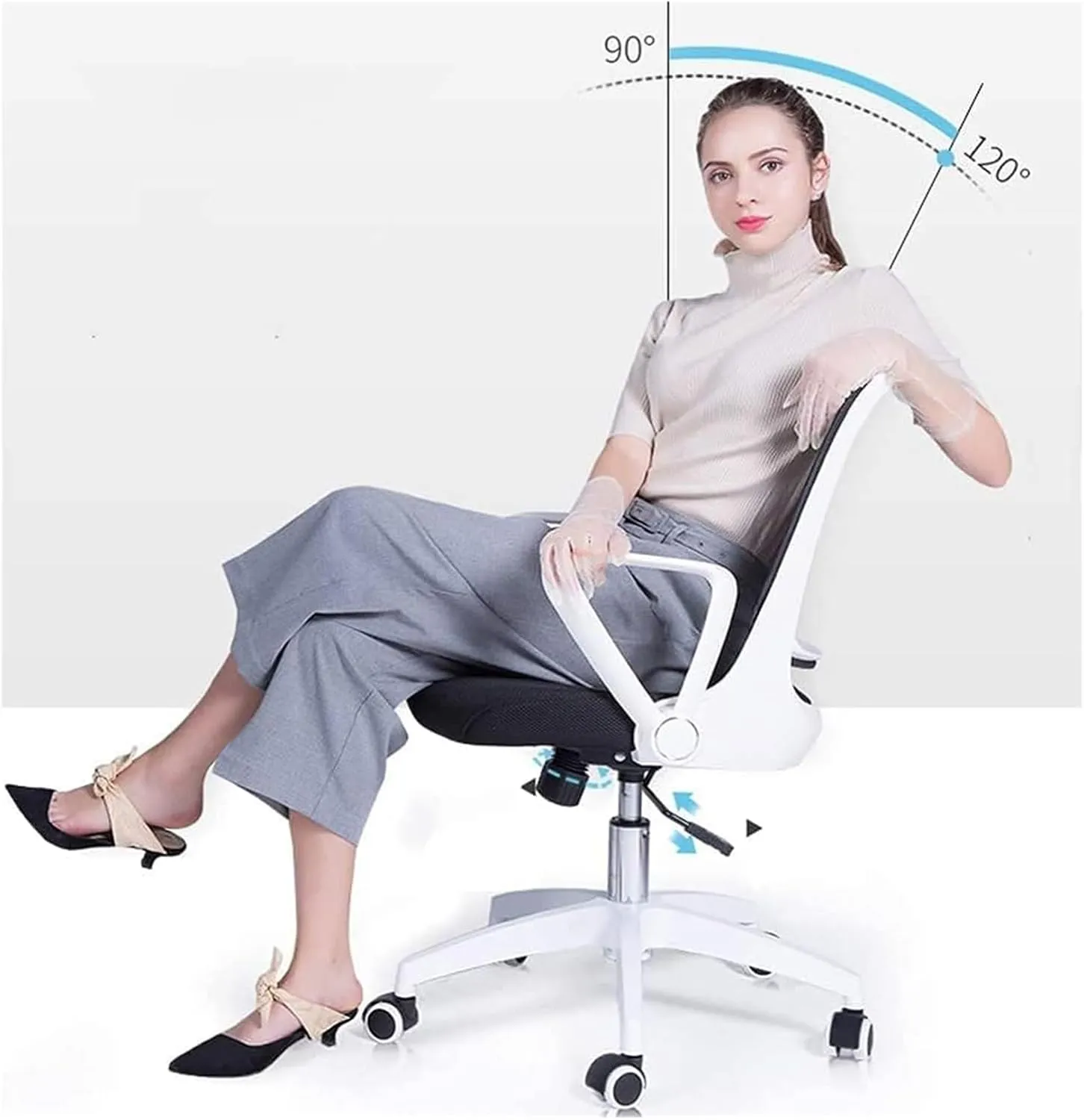Chair Office Ergonomic Chair Rotating Handrail Small Space Dedicated Breathable Mesh Swivel Chair Bearing Weight (Color : Dolphin Waves)