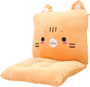 ChezMax Chair Cushion Plush Seat Cushion Back Cushion with Ties, Detachable Thickened Desk Chair Pads, Cartoon Waist Pillow Cushion Decor for Chair Car Office Patio Wheelchair, Cartoon Cat