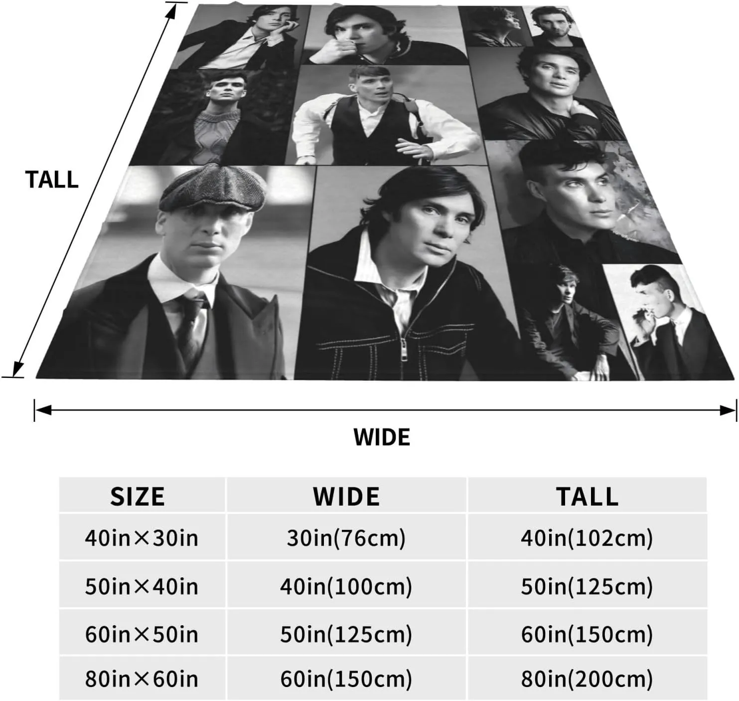Cillian Murphy Blanket Flannel Fleece Printed Throw Blankets Ultra Soft Micro Warm Blanket for All Season Bedding Chair Sofa Couch Bed 50"x40"