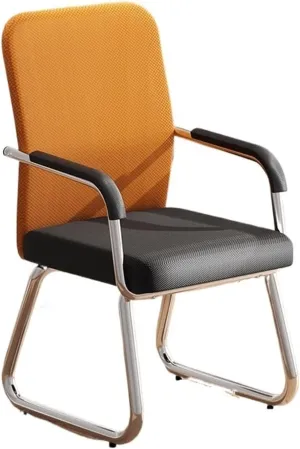 Classic Breathable Mesh Desk Chair with Armrests and Chrome Plated Metal Frame Ergonomic Desk Chair Comfy Office Chair Desk Task Chair(Orange)