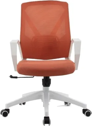 Classic Fashion Adjustable Swivel Office Chair Ergonomic Mid-Back Mesh Rolling Work Swivel Task Chairs with Wheels Study Conference ChairBackrest Desk Task Chair(Orange)
