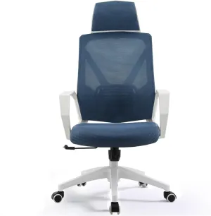 Classic Office Chair Comfortable Home Swivel Chair Conference Mesh High Back Chair with Pillow, Armrests and Wheels, Ergonomic Chair Desk Task Chair(Blue)