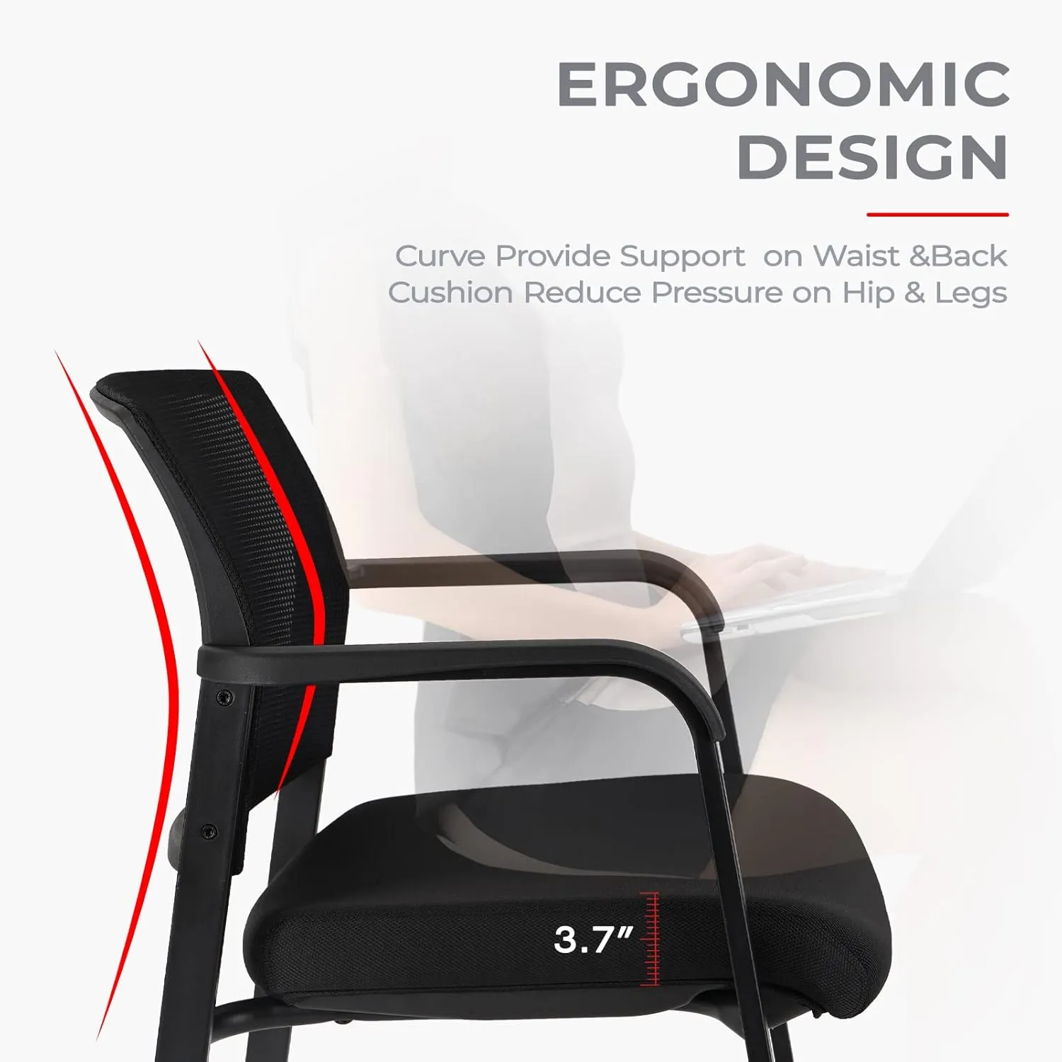 CLATINA Rolling Conference Room Chairs Set of 8, Stackable Office Guest Reception Chair with Armrests and Wheels, Mesh Back Waiting Room Stools for Office, School, Lobby, Church, Black