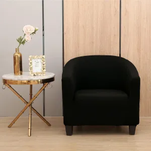 Club Chair Slipcover, Stretch Tub Chair Cover with Elastic Bottom, Jacquard Spandex Club Chair Covers, Universal Fabric Armchair Slipcover 1-Piece Couch Cover for Bar Counter Living Room (Black)