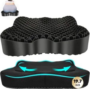 Cooling Gel Seat Cushion, Thickened Big Breathable Honeycomb Design Absorbs Pressure Points Gel Cushion with Anti-Slip Cover Cooling Seat Cushion for Office Chair Home Car Seat Cushion for Wheelchair