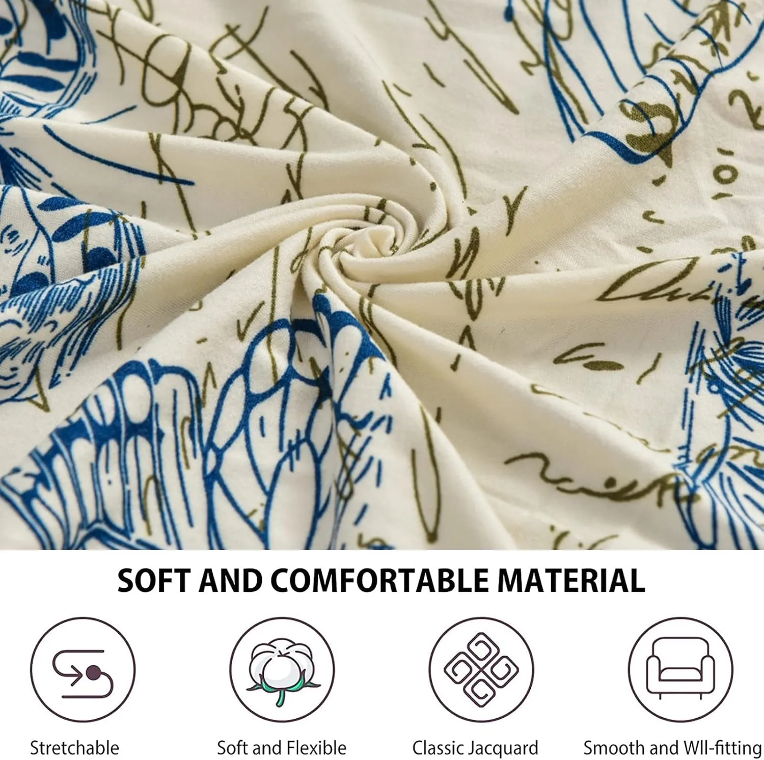 CRFATOP 2 Piece Stretch Wingback Chair Cover Printed Butterfly Wing Chair Slipcovers Spandex Fabric Wingback Armchair Covers with Elastic Bottom for Living Room Bedroom Wingback Chair (04)