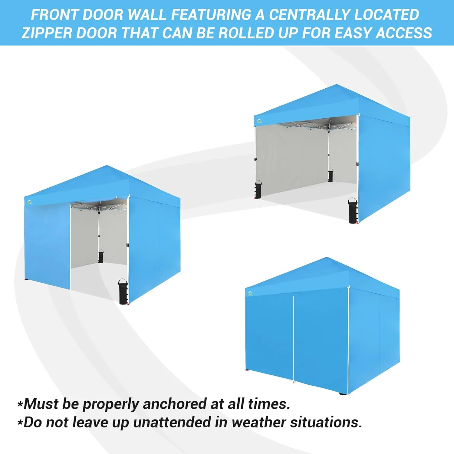 CROWN SHADES 10X10 Comercial Instant Canopy Pop Up Tent with Center Lock (10x10 with 4 Sidewalls, Sky Blue)