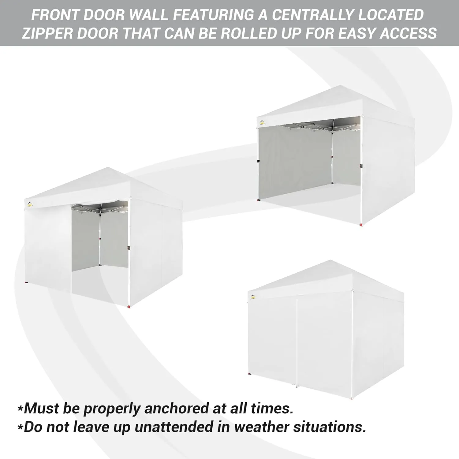 CROWN SHADES 10X10 Comercial Instant Canopy Pop Up Tent with Center Lock (10x10 with 4 Sidewalls, White)