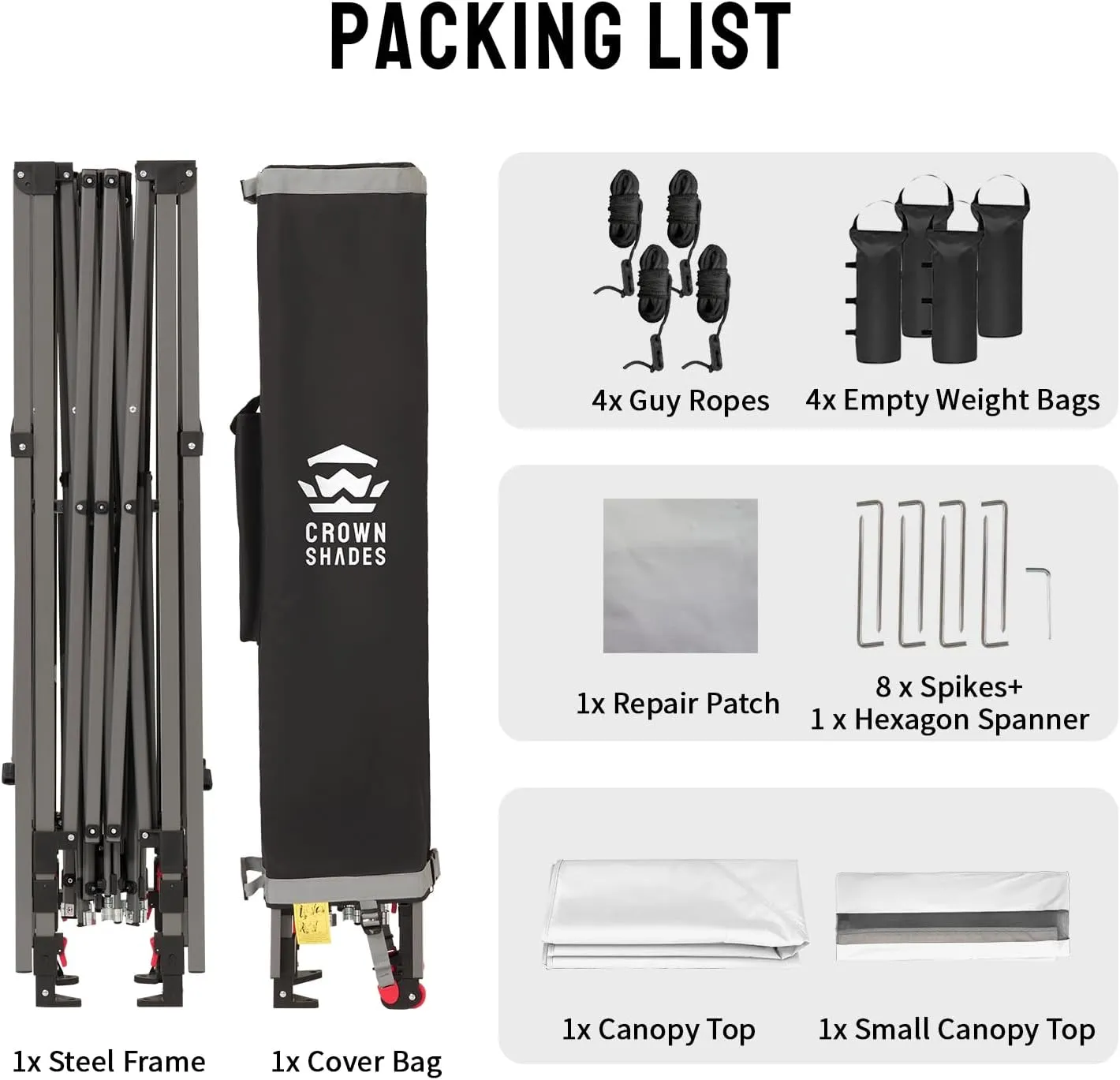 CROWN SHADES 10x10 Pop up Canopy Tent Patended Centerlock Instant Commercial Canopy with 150D Silver Coated Fabric Including 2 Extend Awnings, 4 Ropes, 8 Stakes, 4 Weight Bags, STO 'N Go Bag, White