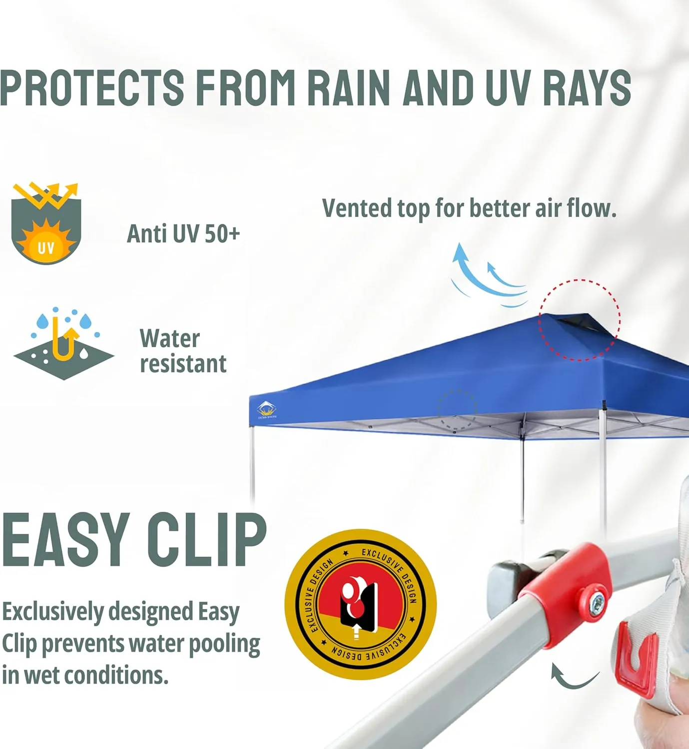 CROWN SHADES 12x12 Pop Up Canopy Outside Canopy, Patented One Push Tent Canopy with Wheeled Carry Bag, Bonus 8 Stakes and 4 Ropes, Blue