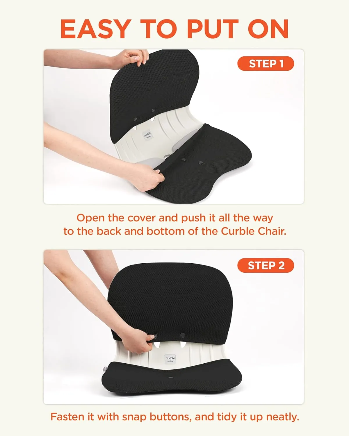 curble WIDER COVER, Detachable Cover for Teenager Chair, Ergonomic Chair Back Support and Lumbar Support (Cover Black)